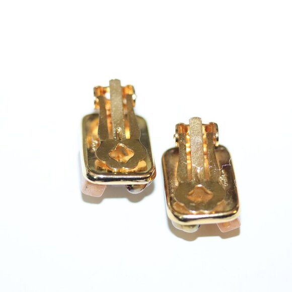 Vintage Signed Michael Golan Clip On Earrings Precious Metals and Stone Accents - Picture 2 of 3